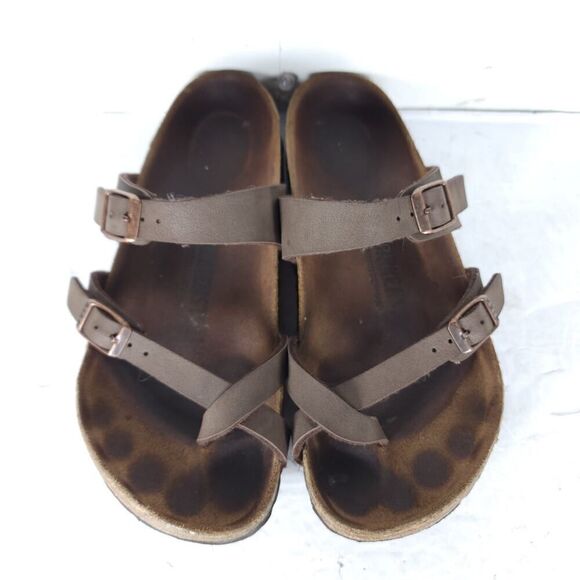 Birkenstock Women's Mayari US5 EU36 Birkibuc Mocha Brown Strappy Slide sandals - Picture 4 of 16